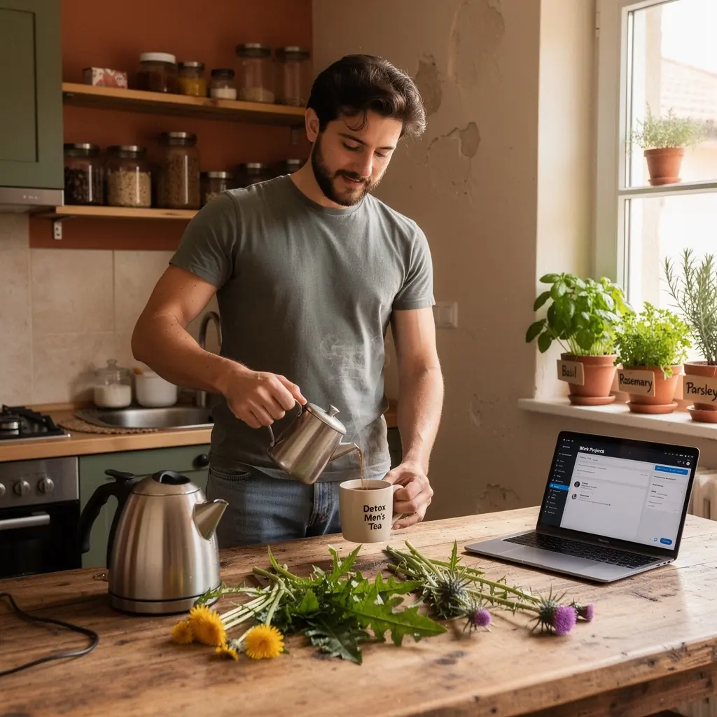 Čajna mješavina pripremljena u staklenoj posudi s etiketom.