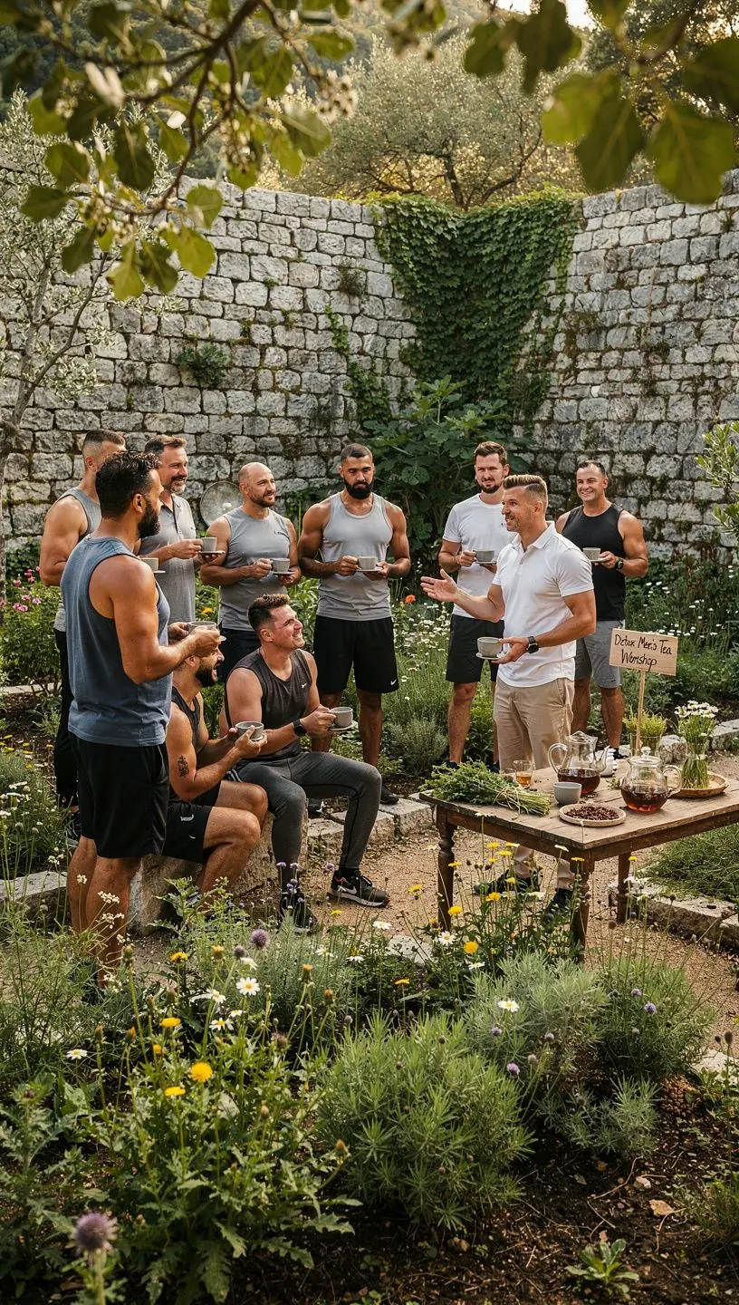 Muškarac uživa u šalici detoksikacijskog čaja u prirodi.