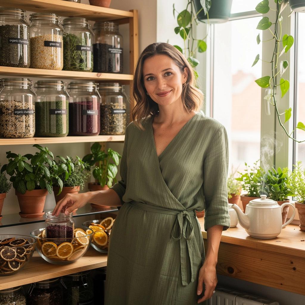 Čajna ceremonija u opuštajućem ambijentu s biljkama.